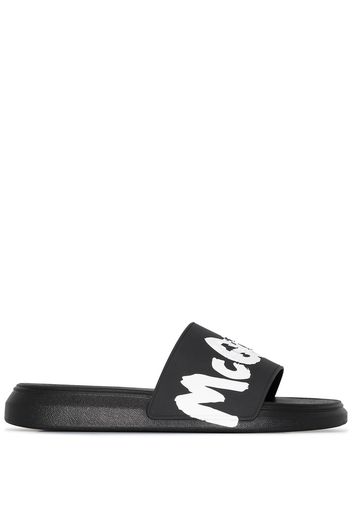 Alexander McQueen Sandali slides con logo - Nero