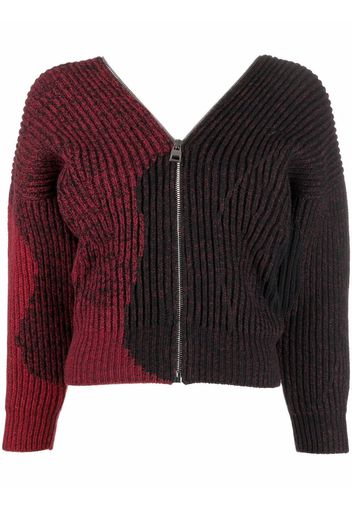 Alexander McQueen zipped-up V-neck sweater - Rosso