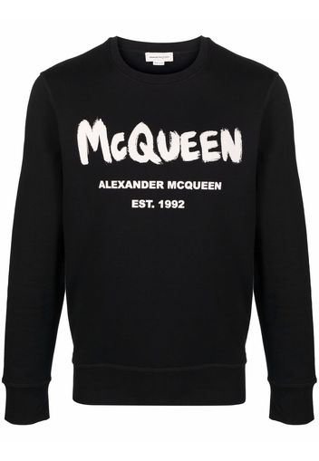 Alexander McQueen Felpa con stampa Graffiti - Nero