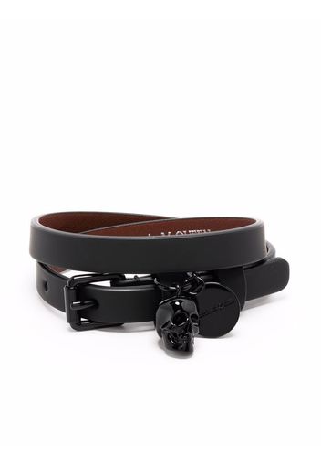 Alexander McQueen leather skull charm bracelet - Nero