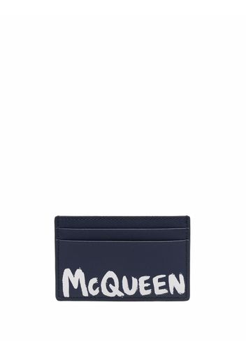 Alexander McQueen graffiti logo-print cardholder - Blu