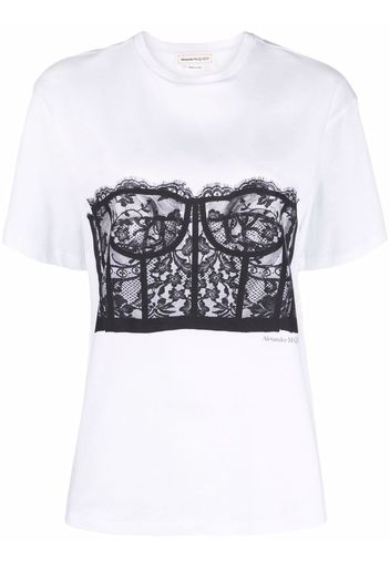 Alexander McQueen lace corset T-shirt - Bianco