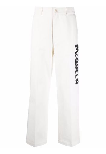 Alexander McQueen logo straight leg trousers - Bianco