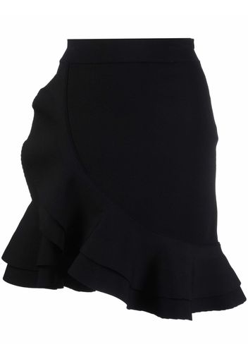 Alexander McQueen ruffled asymmetric skirt - Nero