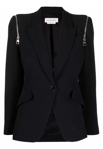 Alexander McQueen zip-detail single-breasted tailored blazer - Nero