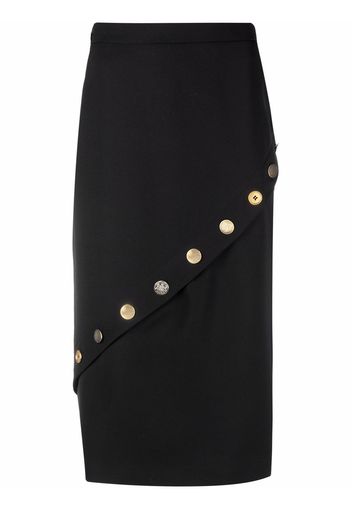 Alexander McQueen button fluted midi skirt - Nero