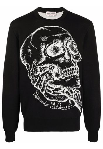 Alexander McQueen skull-print long-sleeved sweater - Nero