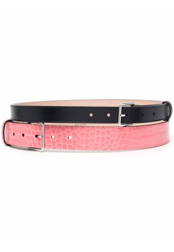 Alexander McQueen double leather buckle belt - Nero