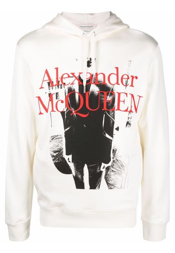 Alexander McQueen graphic-logo print hoodie - Bianco