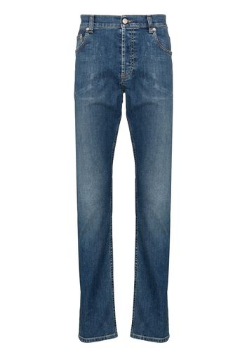 Alexander McQueen embroidered-logo straight-leg jeans - Blu