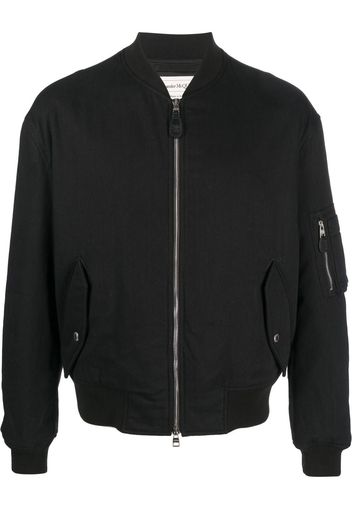 Alexander McQueen Bomber con ricamo - Nero