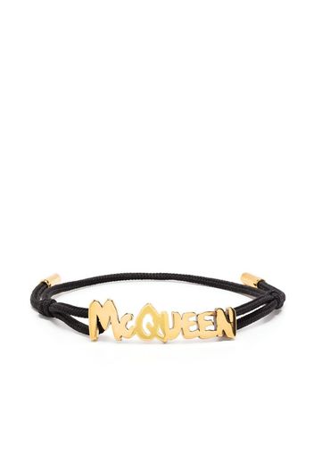 Alexander McQueen logo lettering adjustable bracelet - Nero