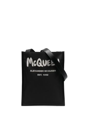 Alexander McQueen Borsa messenger con stampa - Nero