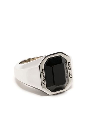 Alexander McQueen brass stone ring - Argento