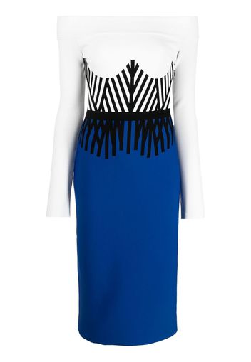 Alexander McQueen Abito midi con spalle scoperte - Blu