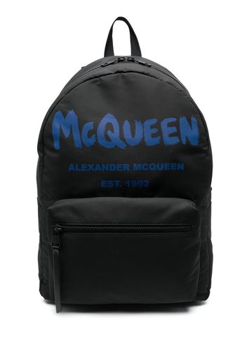 Alexander McQueen logo-print two-tone backpack - Nero