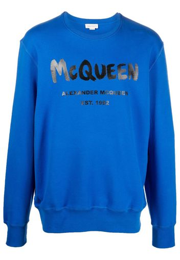 Alexander McQueen logo graffiti-print sweatshirt - Blu