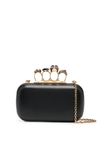Alexander McQueen leather Skull Four-Ring clutch bag - Nero