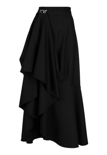 Alexander McQueen asymmetric draped wool skirt - Nero