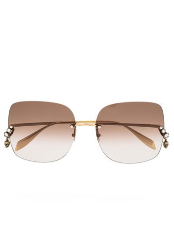 Alexander McQueen skull-pendant square-frame sunglasses - Oro