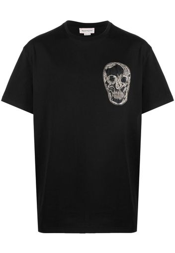 Alexander McQueen skull-embroidered cotton T-shirt - Nero