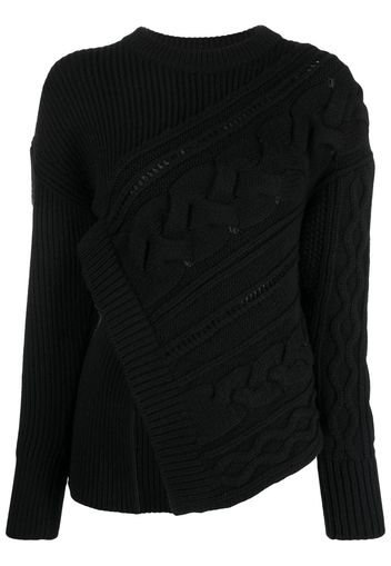 Alexander McQueen asymmetric knitted wool jumper - Nero