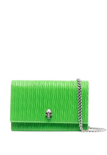 Alexander McQueen skull-stud pleated leather bag - Verde