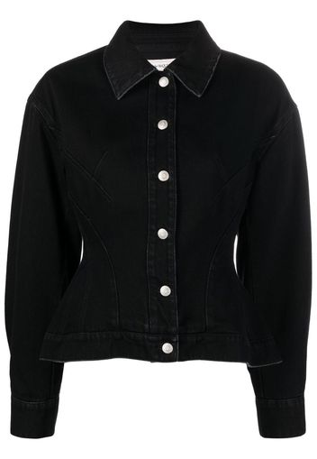 Alexander McQueen Giacca denim con peplum - Nero