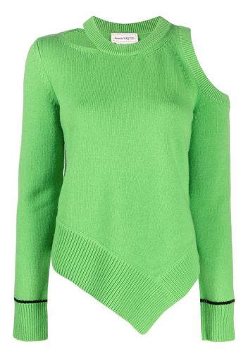 Alexander McQueen cold-shoulder wool jumper - Verde