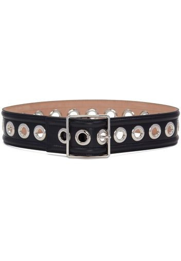 Alexander McQueen eyelet-detail leather belt - Nero