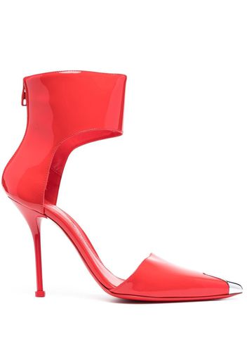 Alexander McQueen Pumps con punta a contrasto metallica 115mm - Rosso