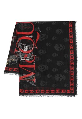 Alexander McQueen skull logo-print scarf - Nero