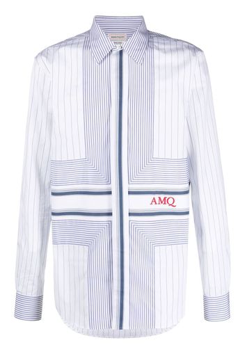 Alexander McQueen pinstriped logo-print shirt - Bianco