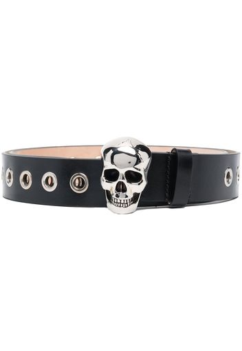 Alexander McQueen Skull eyelet-embellished belt - Nero