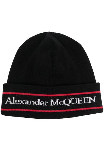 Alexander McQueen logo intarsia-knit cashmere beanie - Nero