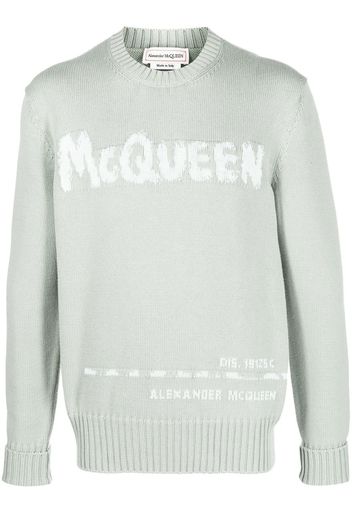 Alexander McQueen logo-intarsia jumper - Verde