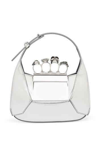 Alexander McQueen metallic Jewelled Hobo mini bag - Argento