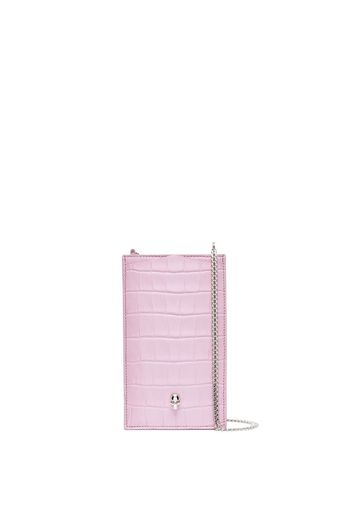 Alexander McQueen crocodile-effect phone bag - Rosa