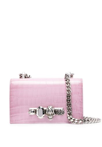 Alexander McQueen Four-ring crystal-embellished shoulder bag - Rosa