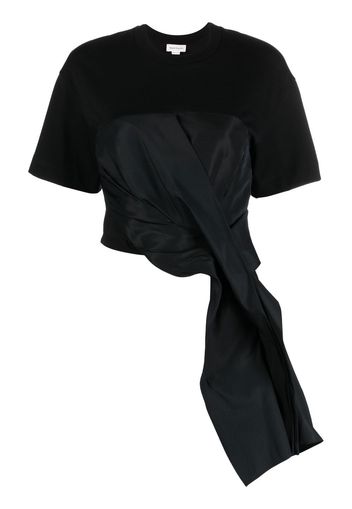 Alexander McQueen ruched-detail asymmetric T-shirt - Nero