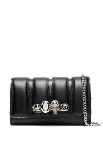 Alexander McQueen skull ring-hardware clutch bag - Nero