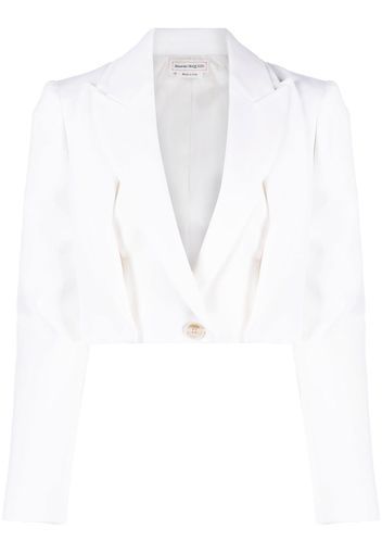 Alexander McQueen cropped wool blazer - Bianco