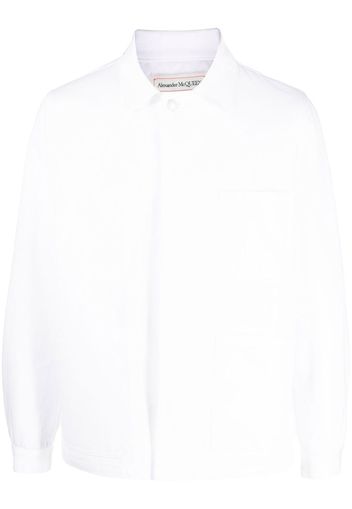 Alexander McQueen embroidered-logo denim jacket - Bianco