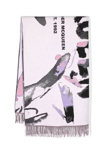 Alexander McQueen abstract pattern logo-print scarf - Toni neutri