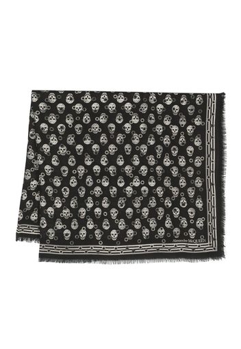 Alexander McQueen wool skull-print scarf - Nero