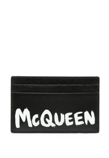 Alexander McQueen logo-print leather cardholder - Nero