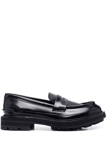 Alexander McQueen tread-sole penny-slot loafers - Nero