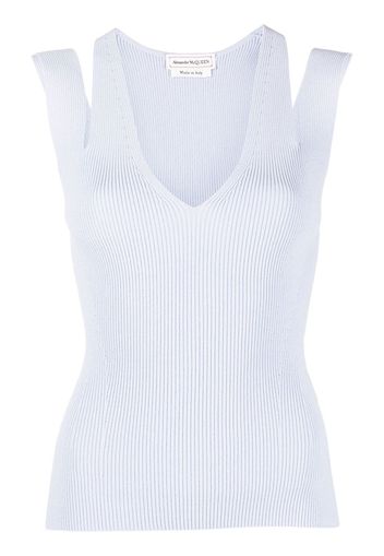 Alexander McQueen rib-knit cut-out vest - Blu