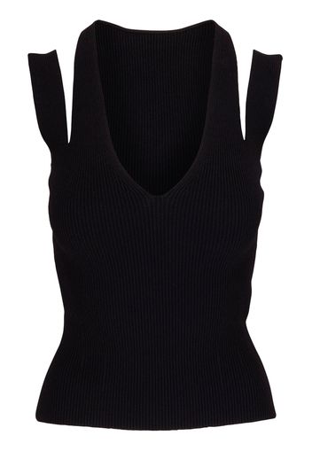 Alexander McQueen cut-out detail ribbed-knit top - Nero