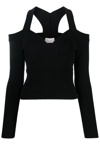 Alexander McQueen exposed shoulder knit top - Nero